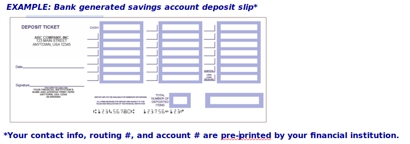 deposit slip